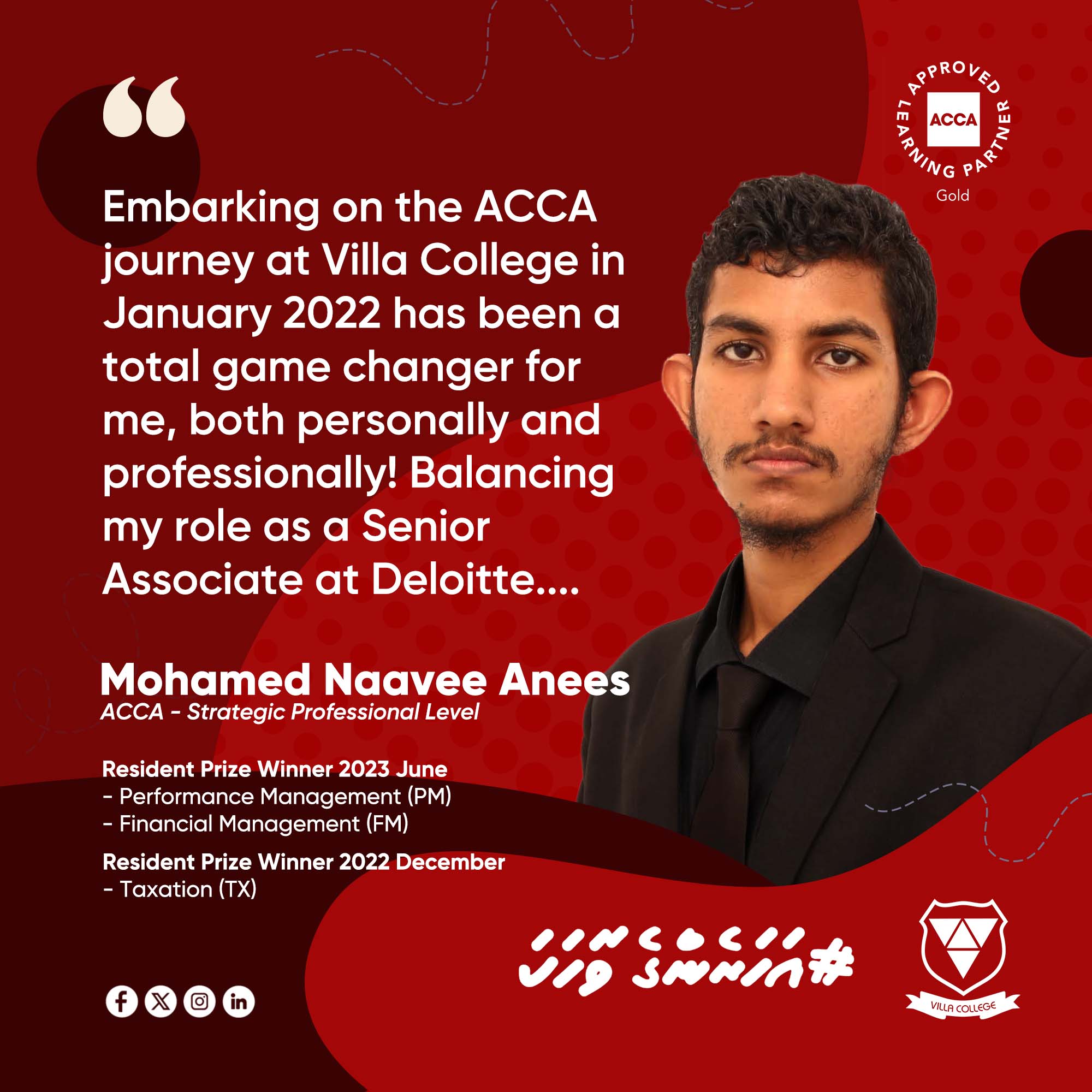 Aharenge Vaahaka: My game-changing ACCA Journey at Villa College by Mohamed Naavee Anees