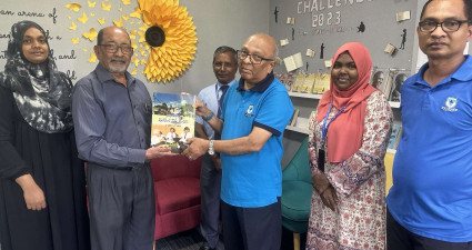 MR. BADHURU NASEER GIFTED HIS BOOK TODAY TO THE VILLA COLLEGE QI LIBRARY